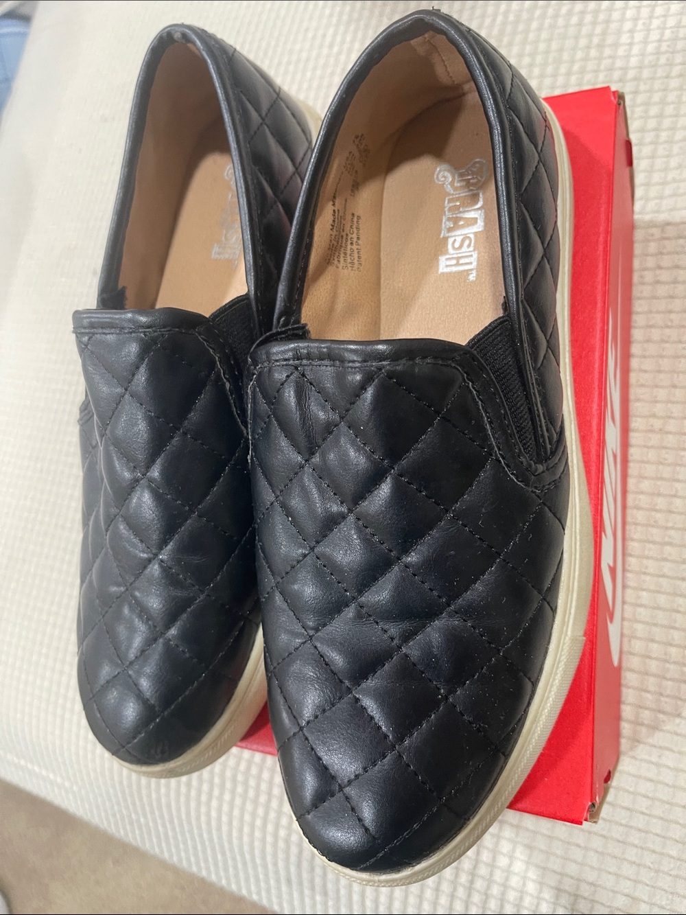 Brash Quilted Black Slip-On Flats